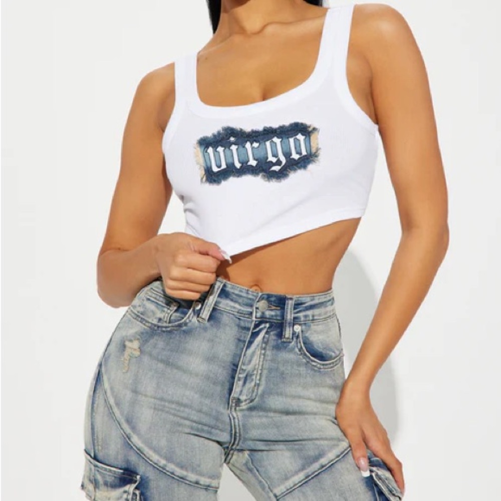 Virgo Energy Denim Patch Tank Top